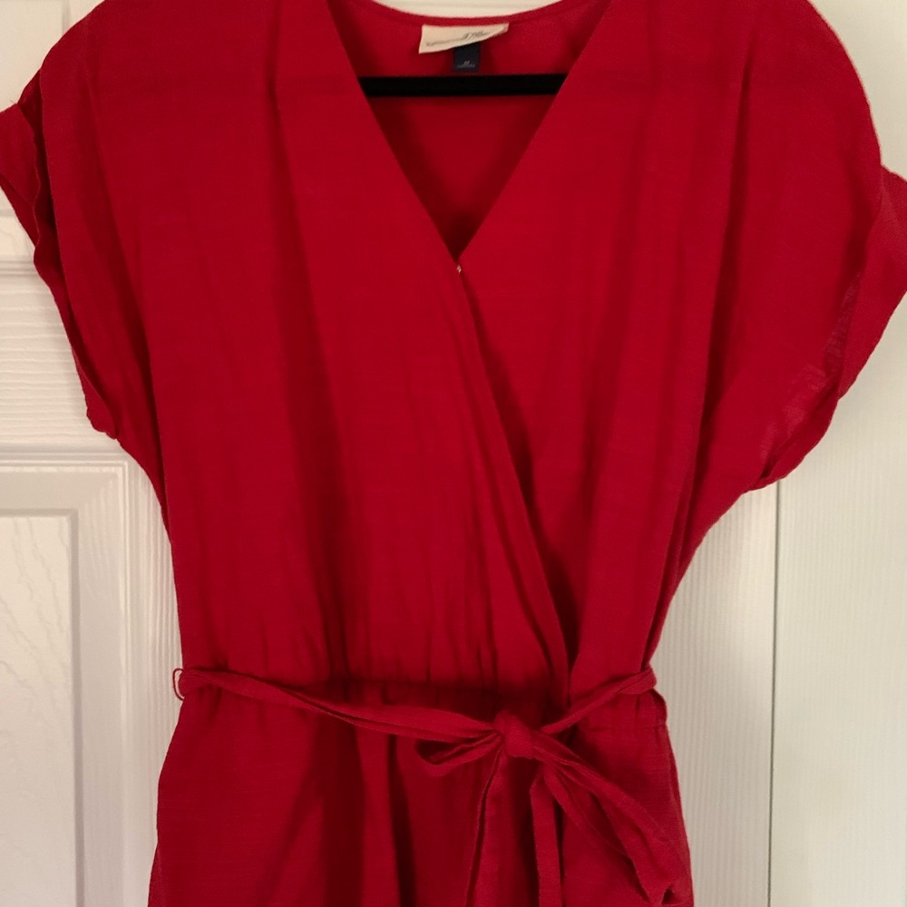Universal Thread linen medium red wrap dress with slip.